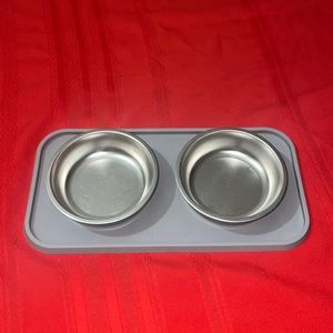 Double Dish Pet Feeding Set